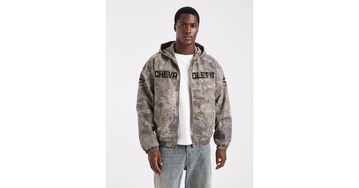 Hollister Chevrolet Graphic Camo Skater Jacket in Gray for Men | Lyst