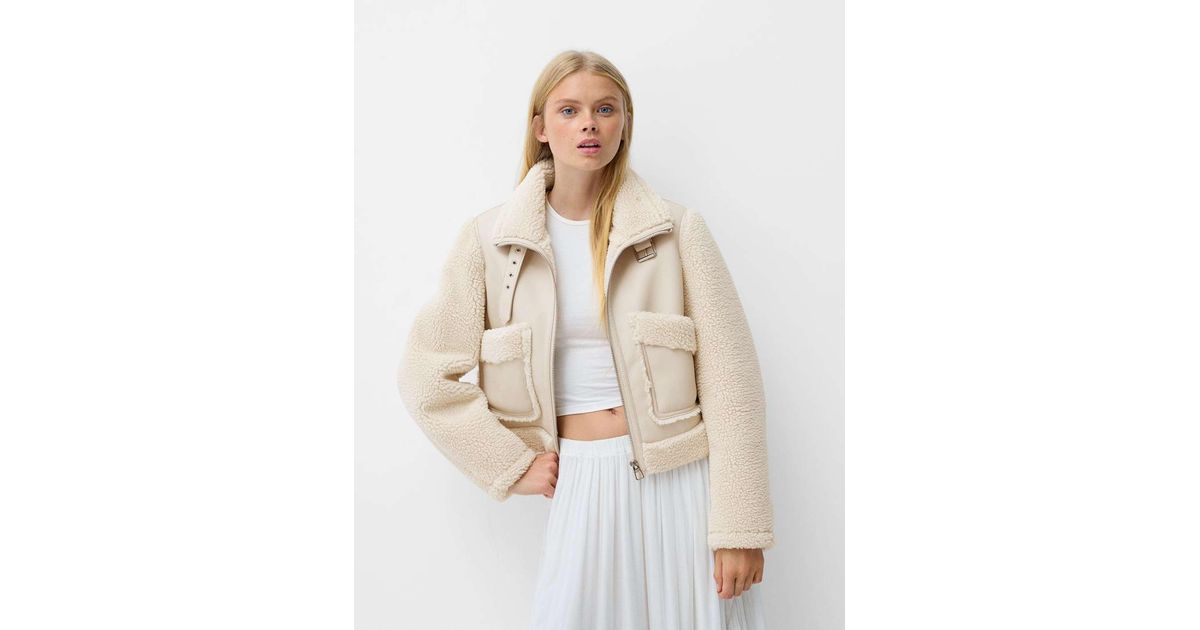 Damenmantel Bershka Mantel Herren Fleece Jacke Bershka Teddyjacke