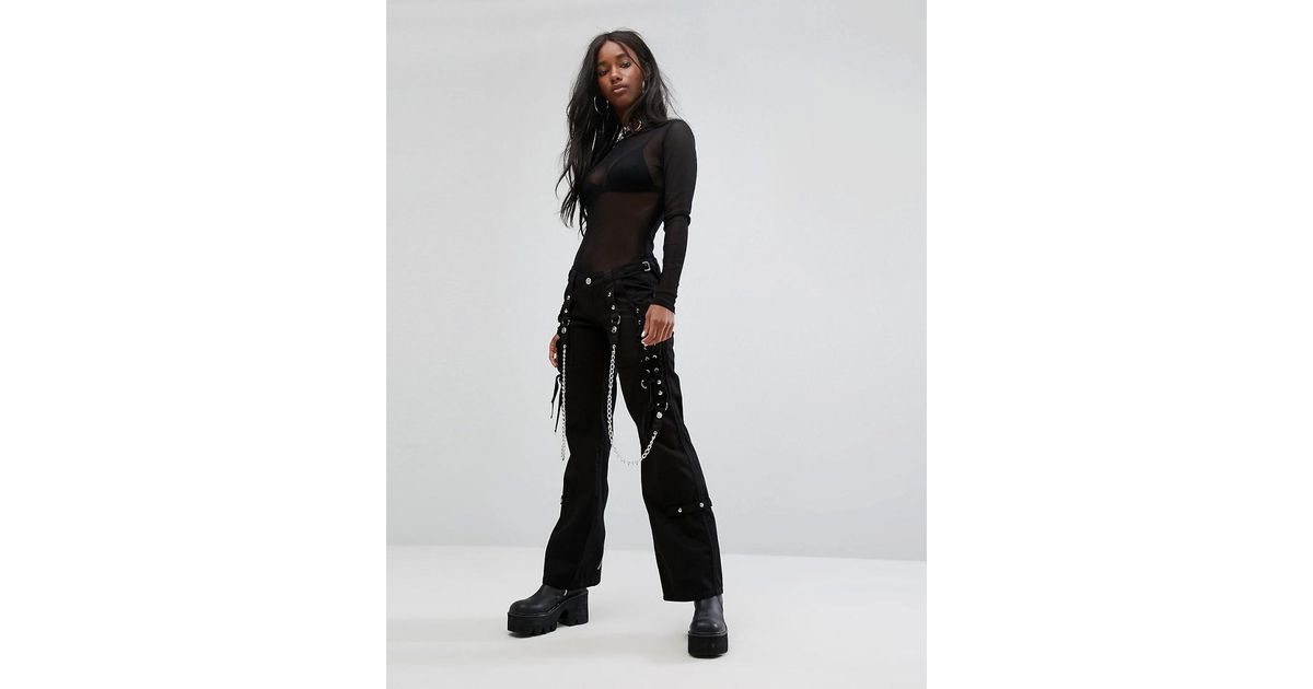 Tripp Nyc Cotton Lace Up Chain Detail 