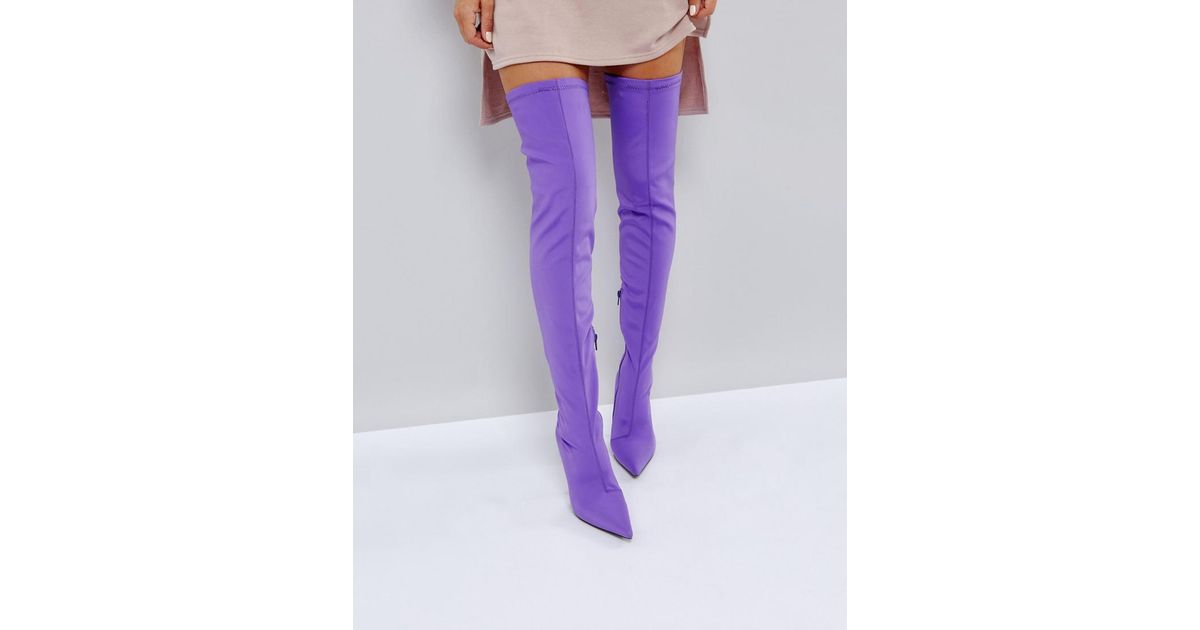 Knee Boots in Purple - Lyst