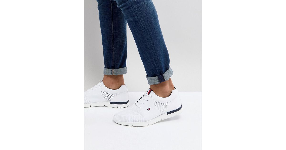 tommy hilfiger tobias flag mesh trainers in white