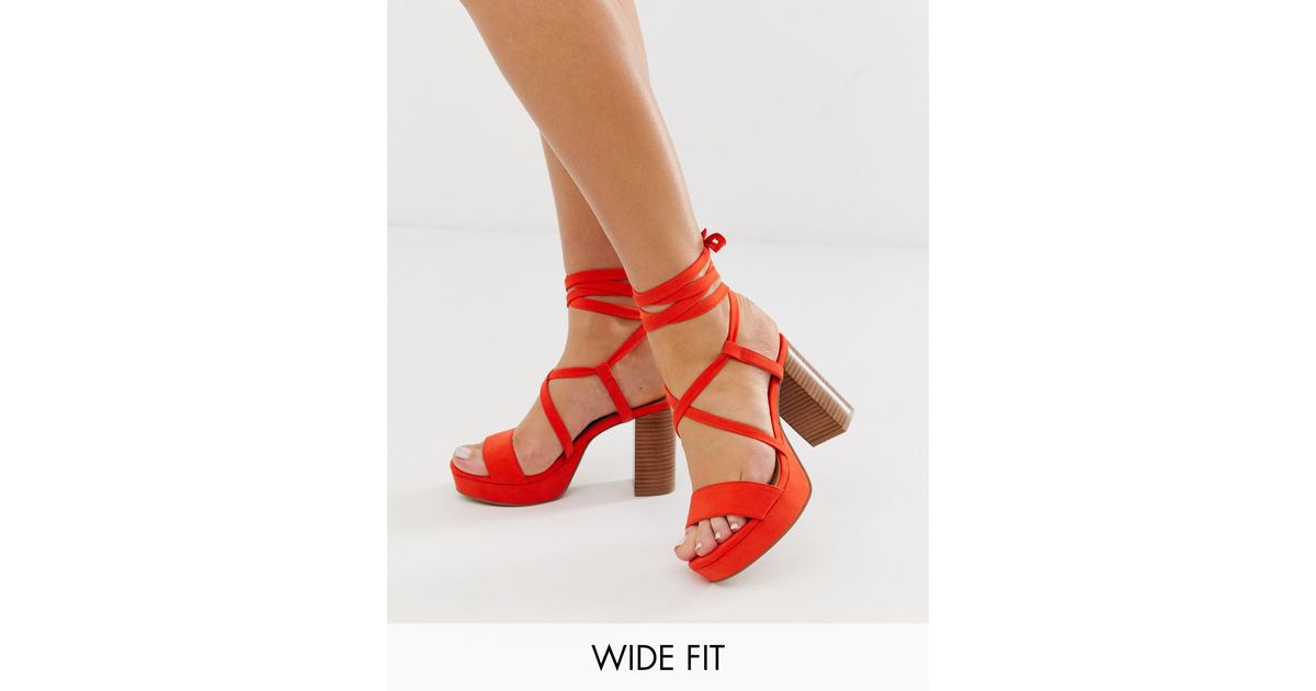 red block heels wide fit