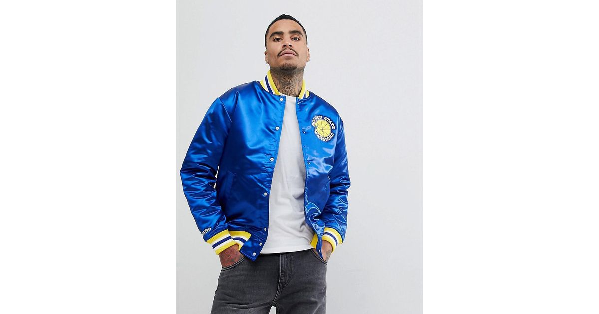 mitchell and ness warriors satin jacket