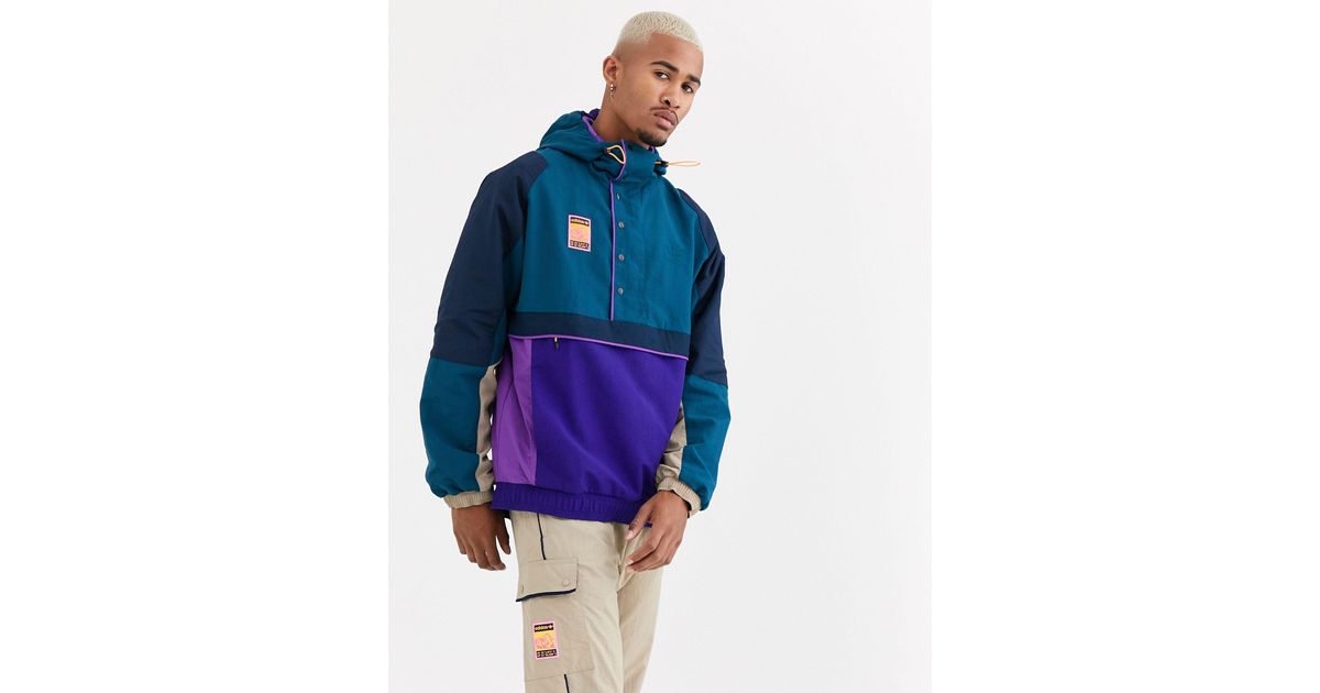 adidas Originals Adiplore Half Zip Jacket With Hood in Purple | Lyst