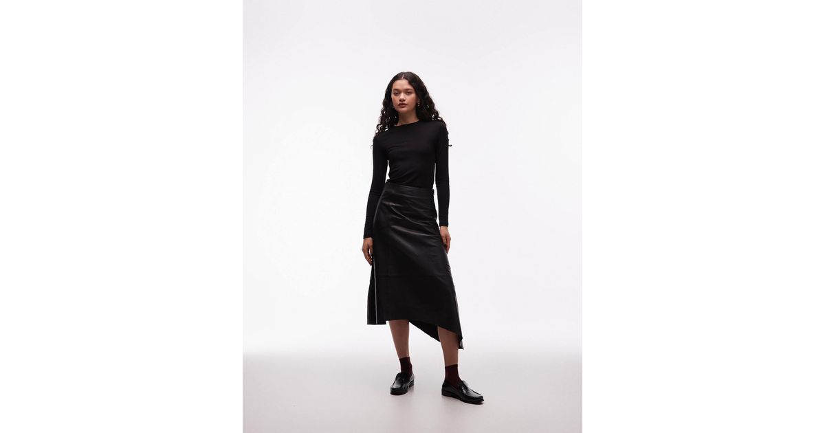 AllSaints Gia Leather Maxi Skirt in Black | Lyst