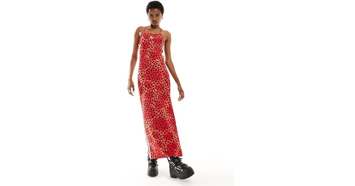 adidas Originals Leopard Luxe Maxi Dress in Red Lyst UK