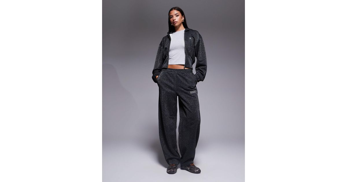 ASOS Weekend Collective Zip Through Wide Leg Trackies With Metallic ...