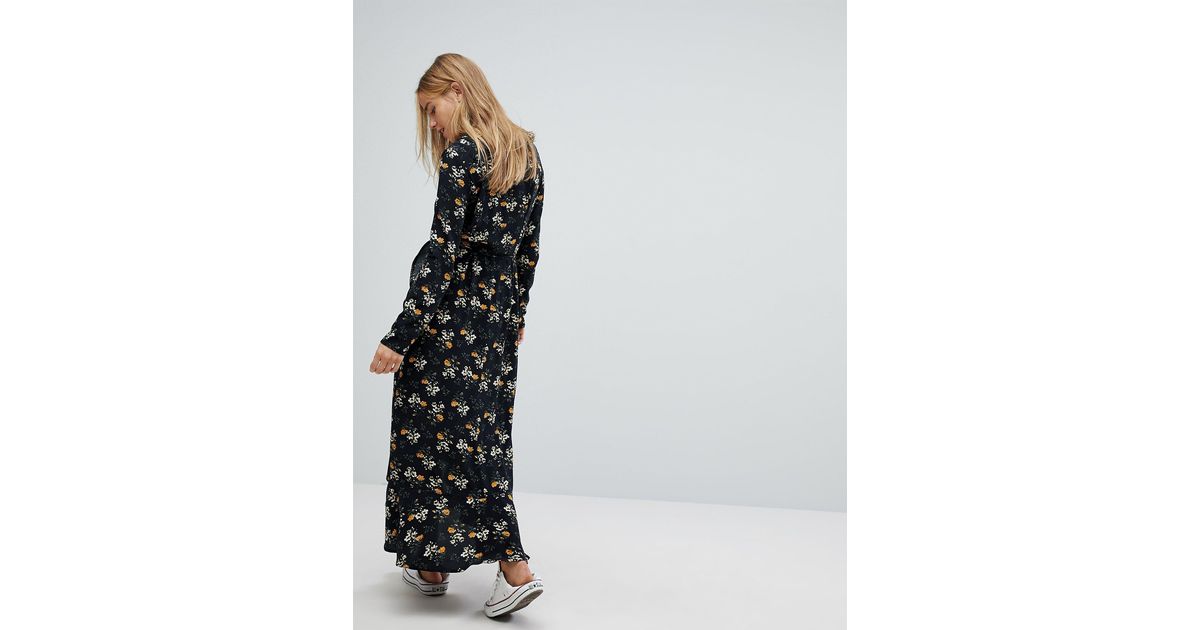 Nobody's Child Maxi Wrap Dress in Black Lyst