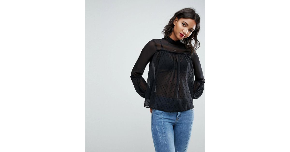 smocked high neck blouse
