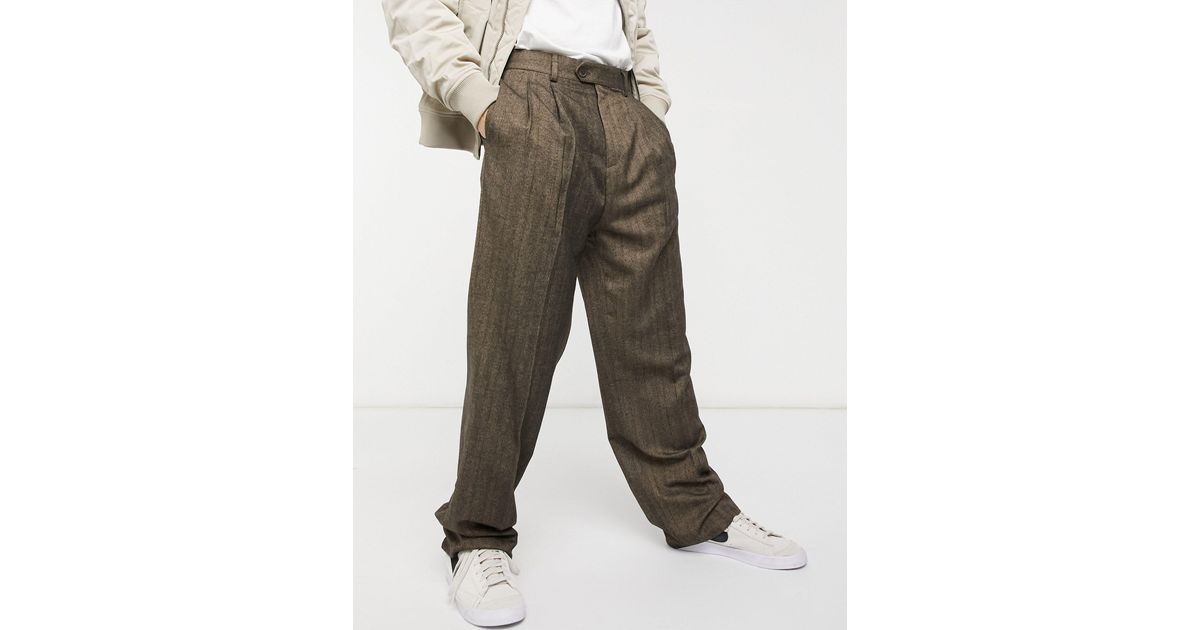 High waist wide legs trousers with contrast stitch in ASOS Herren Kleidung Hosen & Jeans Lange Hosen Chinos 