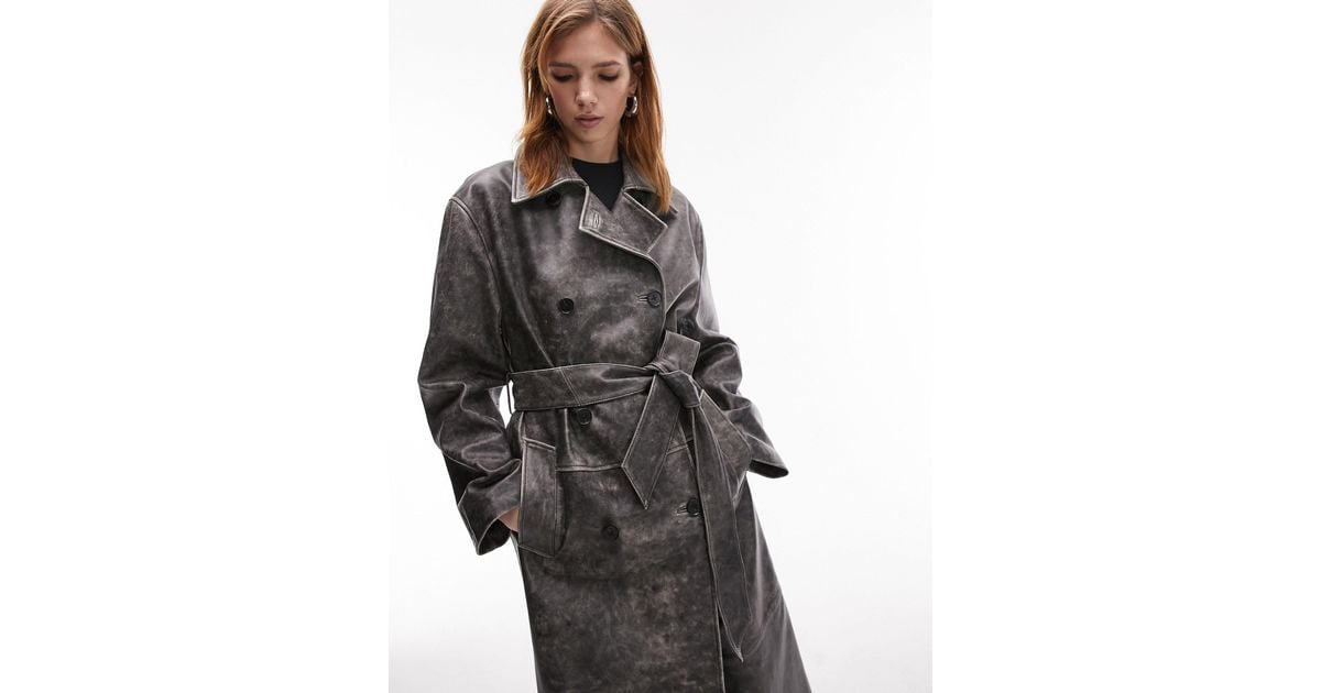 Topshop leather trench clearance coat