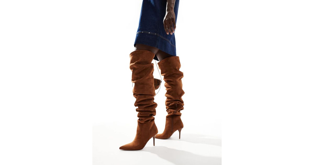 Bottes Cuissardes En Cuir Marron à Talon - Taille 35 Neuves Goldmud