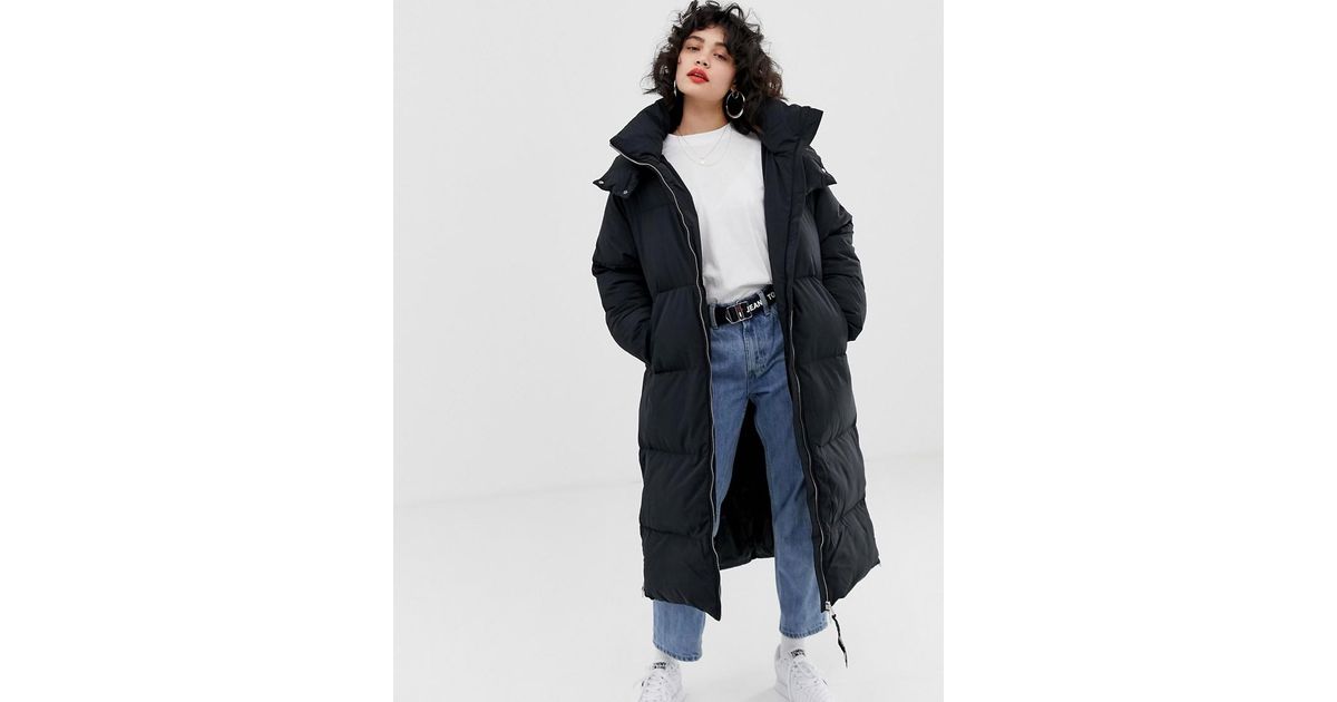 tommy jeans oversized tube quilted coat