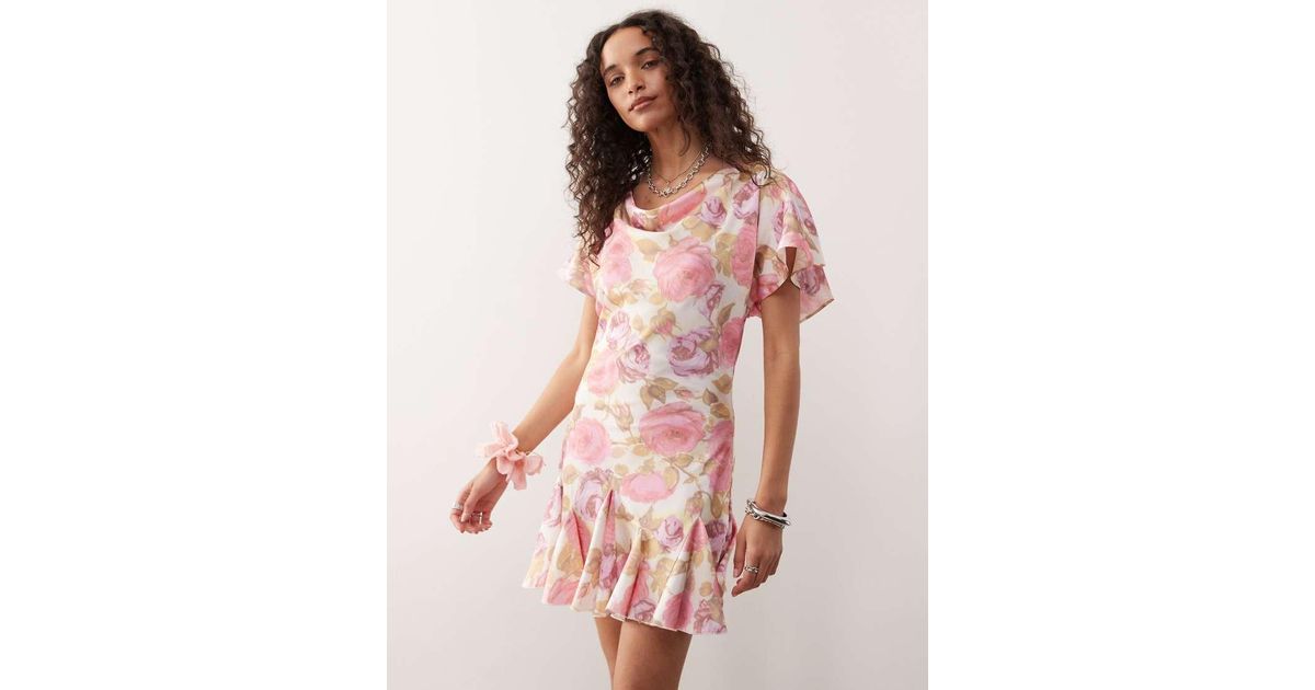 Reclaimed Vintage Mini Dress Cowl Neck Dress With Drop Waist Detail in Pink | Lyst UK Reclaimed Vintage Mini Dress Cowl Neck Dress With Drop Waist Detail in Pink | Lyst UK
