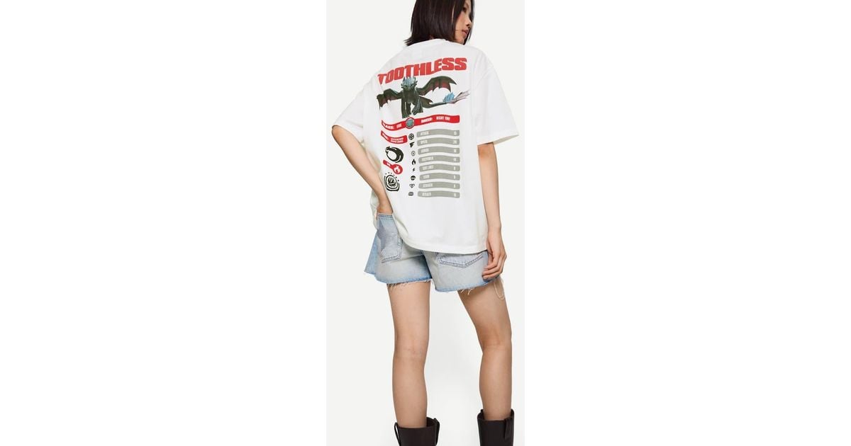 Bershka How To Train Your Dragon Print Short Sleeve T-shirt in