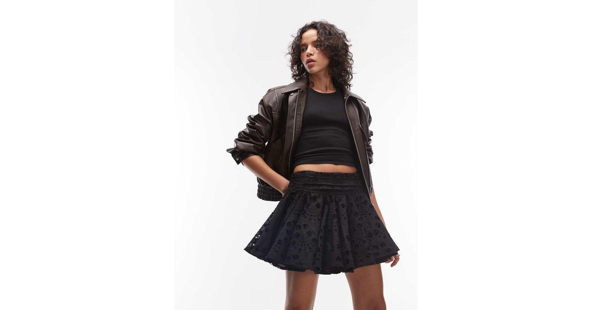 AllSaints Dotty Lace Mini Skirt in Black | Lyst UK