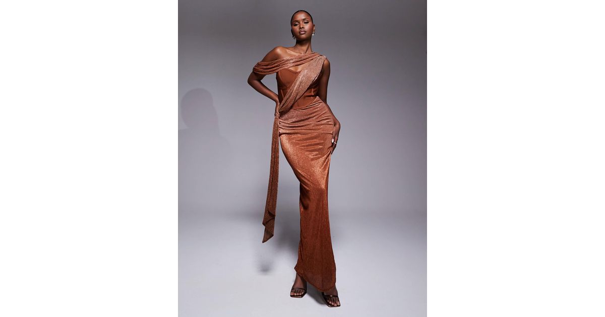 chinese dress ladies Gold Celestina Draped Maxi Dress main image 1