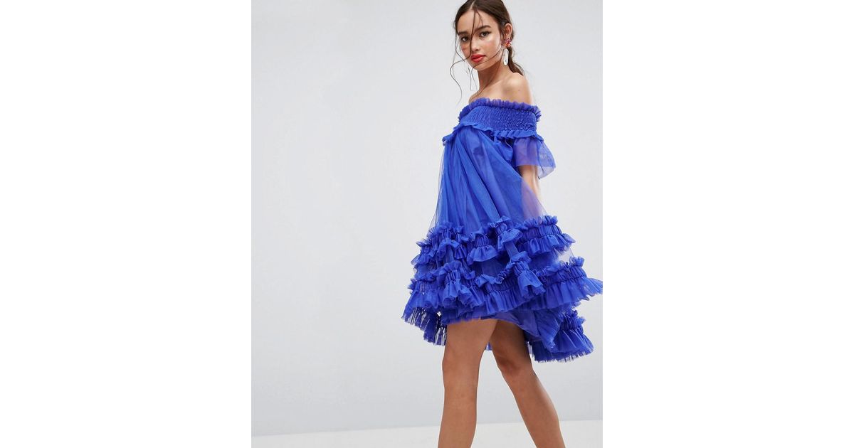 asos blue tulle dress