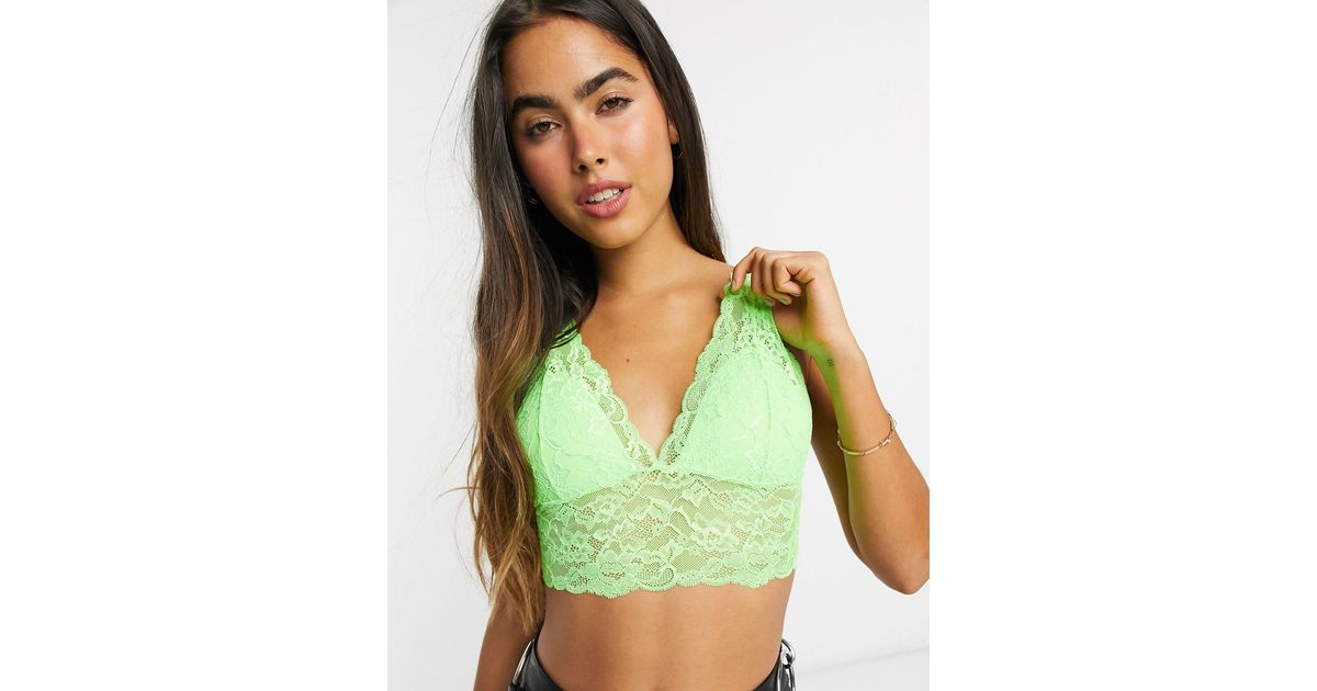 Lindex Emelie Lace Neon Bralette in Green Lyst