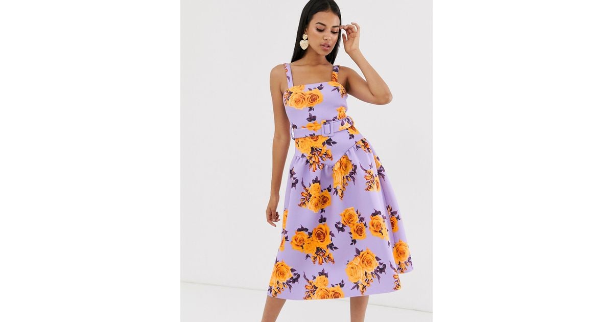 asos purple floral dress