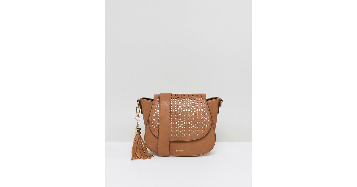 Dune Laser Cut Cross Body Bag in Tan (Brown) Lyst