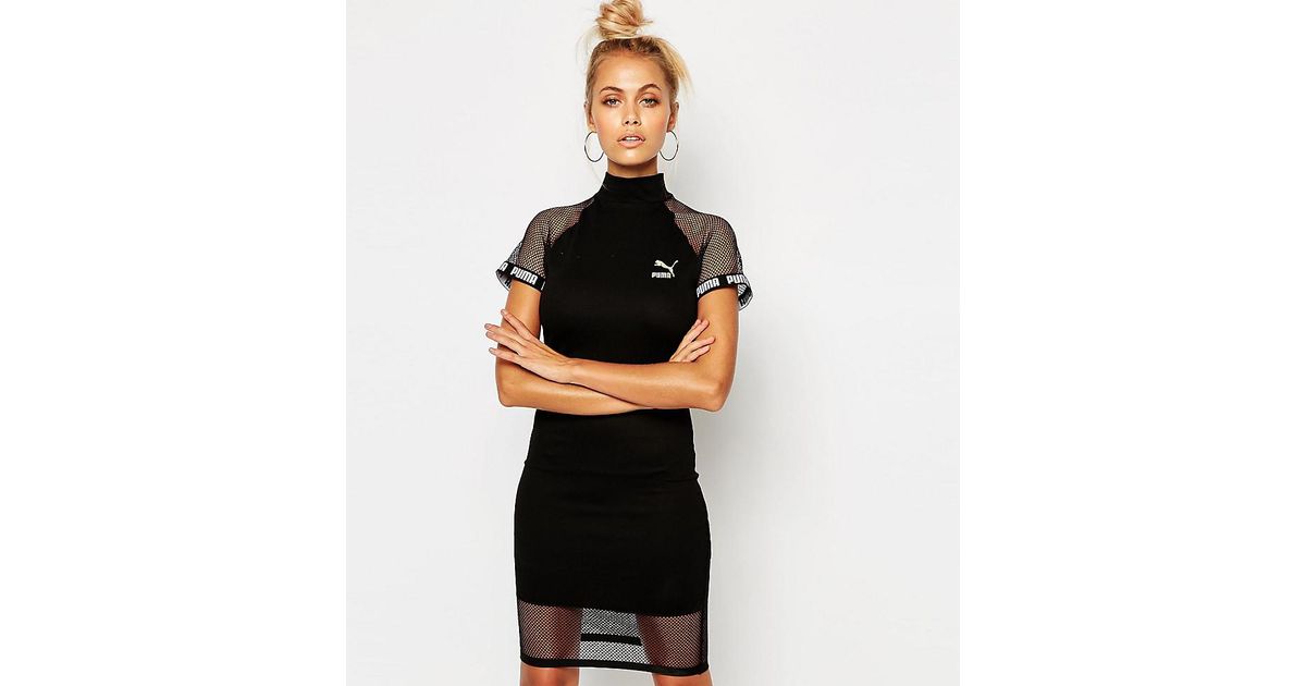 PUMA Exclusive To Asos Bodycon Dress With Mesh Inserts in Black | Lyst