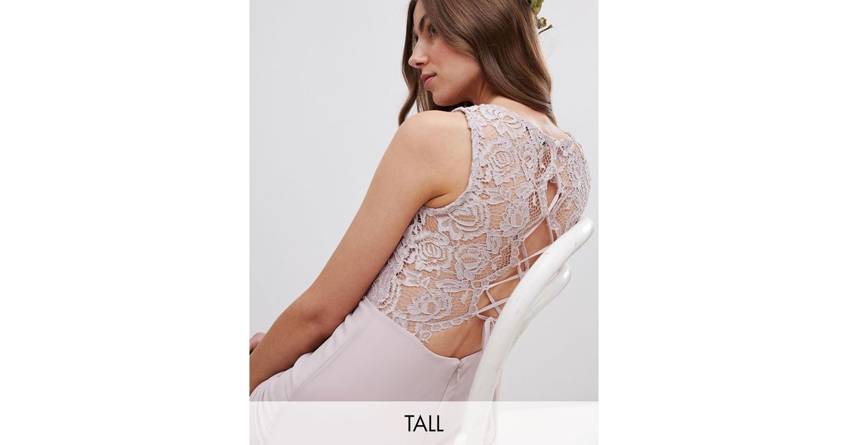 tfnc lace up back midi bridesmaid dress