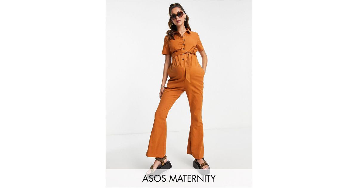 Maternity - tuta a zampa stile anni '70 di ASOS in Marrone | Lyst