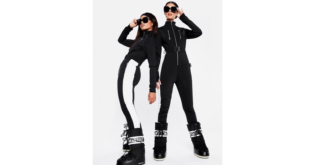 Missguided Ski Slim Fit Snow Suit in Black | Lyst