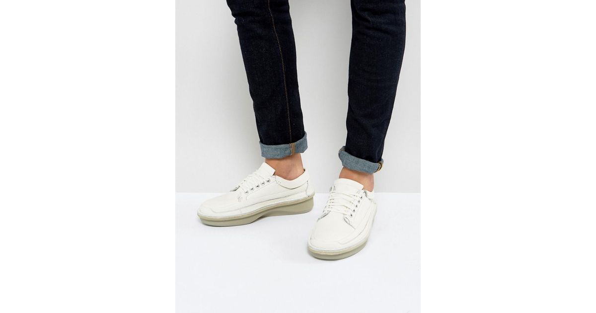 Clarks Leather Oswyn Lo Mid Trainers in White - Lyst