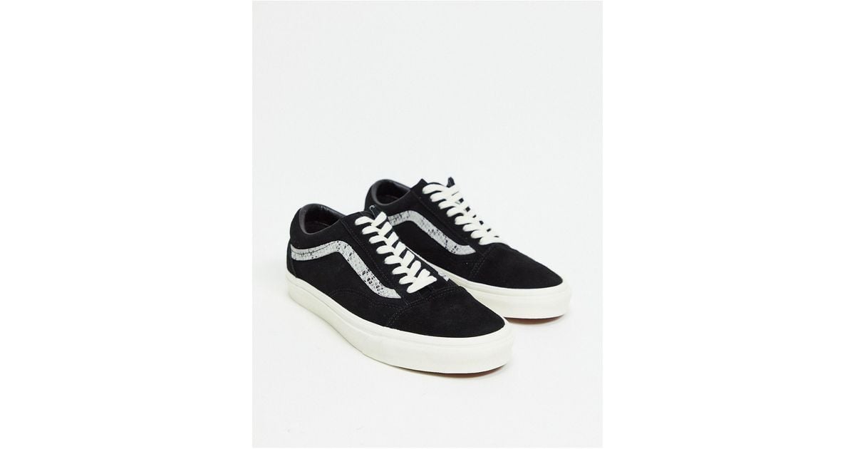 vans old skool snake print suede trainers in black