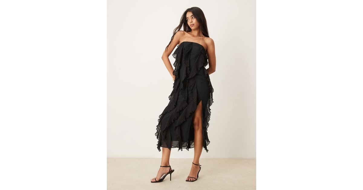Pretty Lavish Strapless Ruffle Maxi Dress in Black Lyst UK