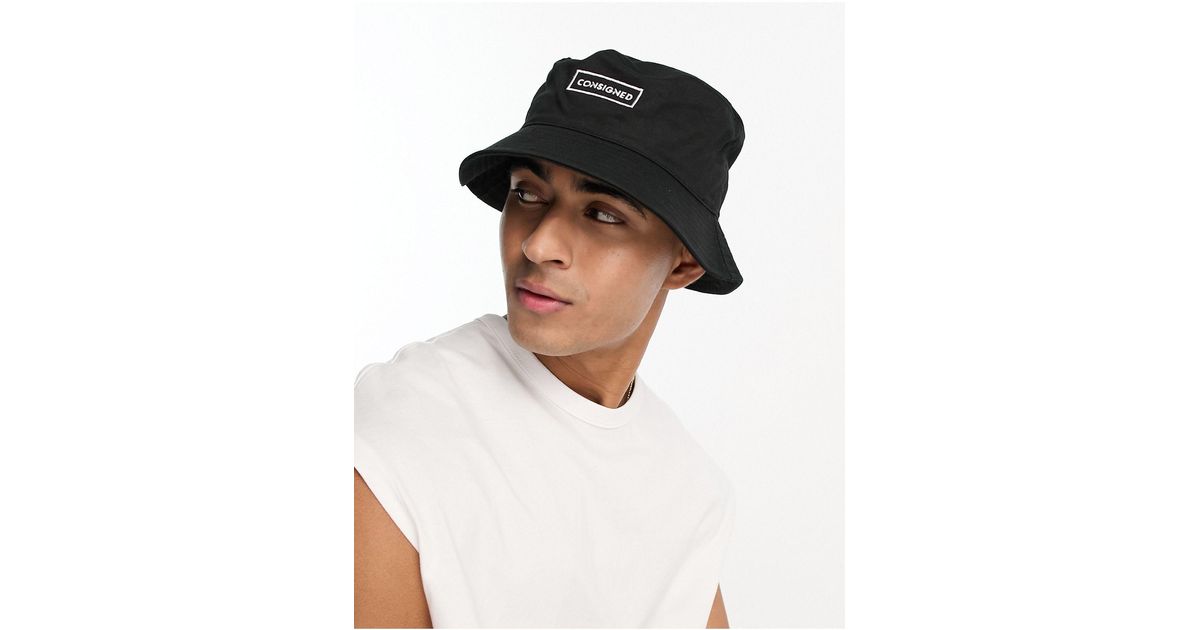 Consigned Logo Bucket Hat in Black for Men | Lyst