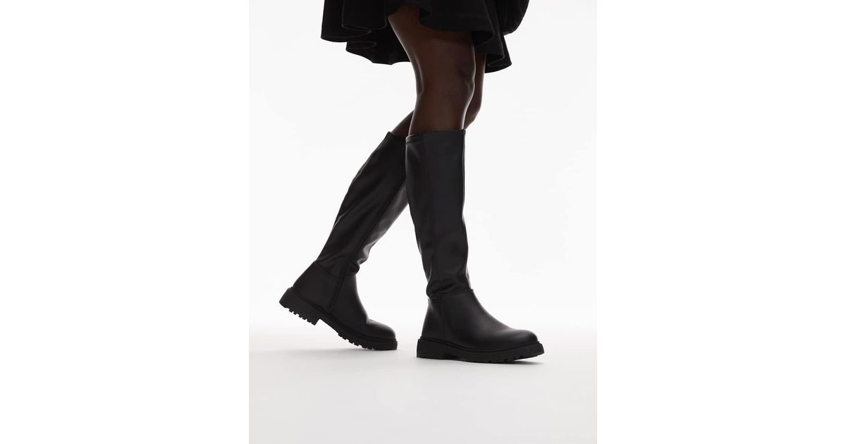 New Look Faux-leather Chunky Knee Boots in Black | Lyst UK