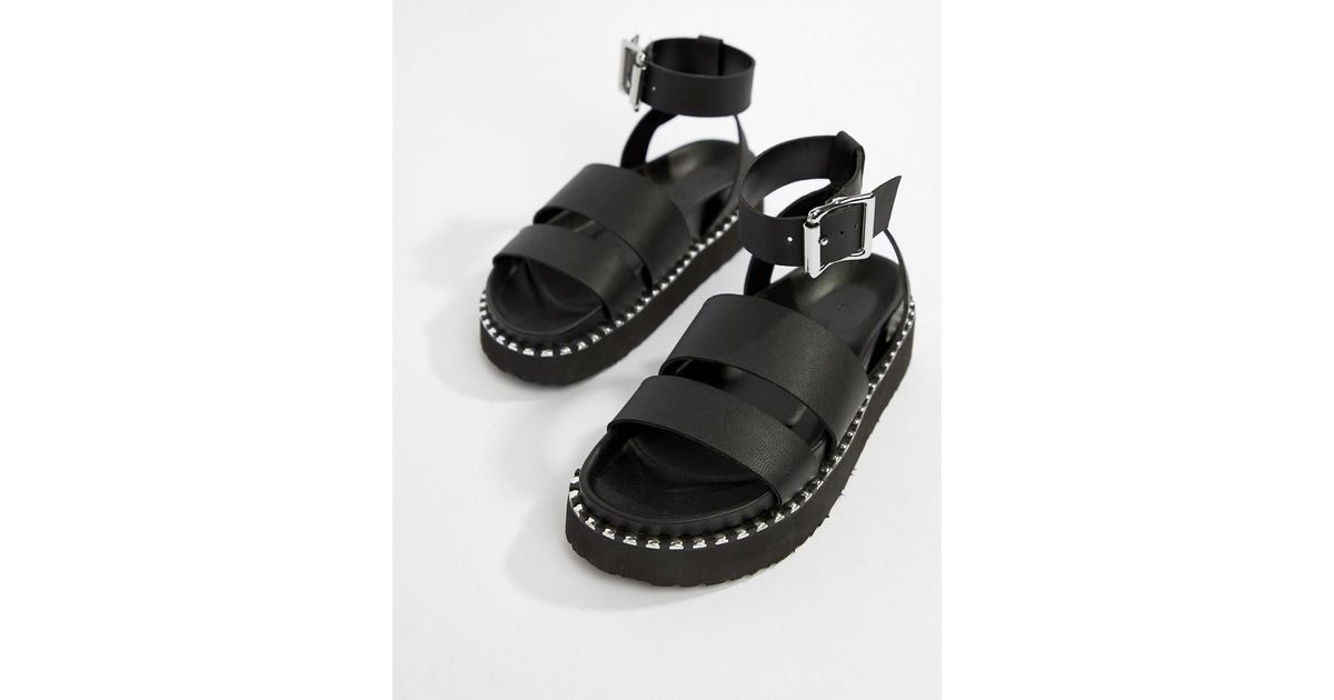 chunky black flat sandals