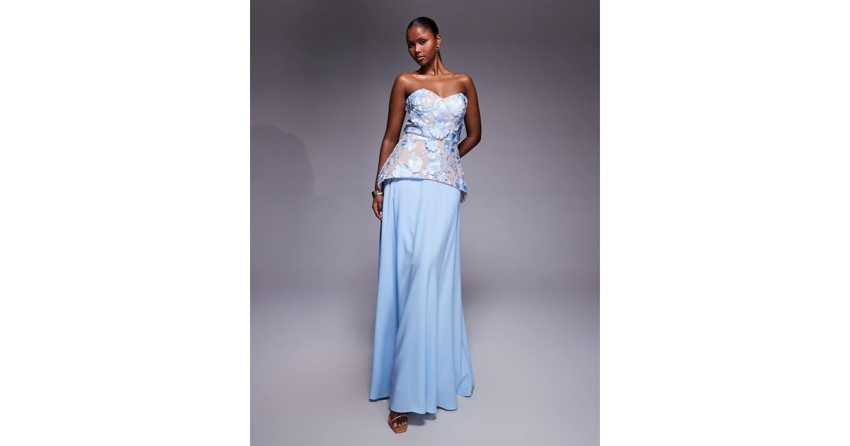 Jarlo Kay Floral Lace Corset Detail Maxi Dress in Blue | Lyst Jarlo Kay Floral Lace Corset Detail Maxi Dress in Blue | Lyst