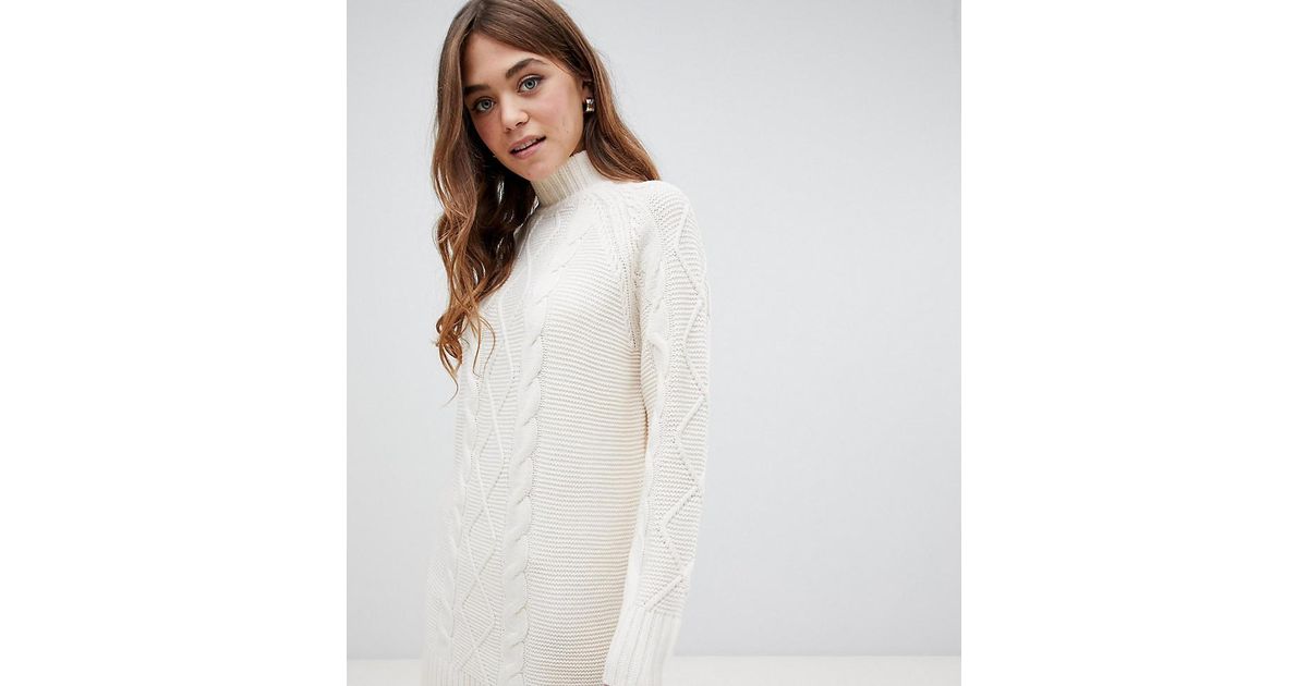 cream cable knit jumper dress