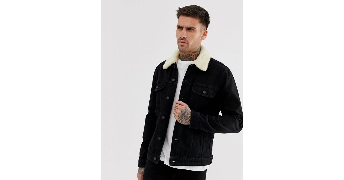 ASOS Denim Jacket With Detachable Borg 