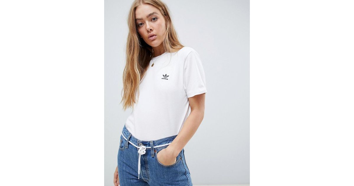 Adidas Originals Synthetic Premium Mini Logo T Shirt In White In