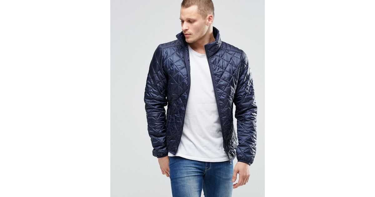 Blend Quilted Jacket Nylon Diamond Stitch In Navy - Navy in Blue for Men |  Lyst Canada