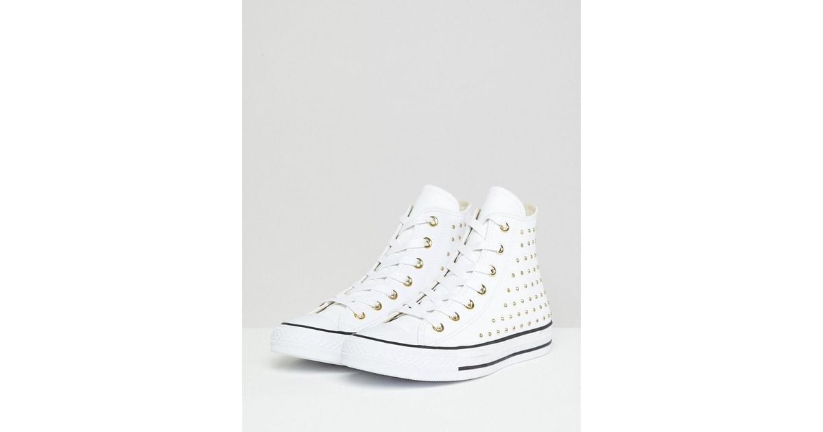 Zapatillas hi-top de cuero blanco con tachuelas Chuck Taylor All Star de  Converse de Cuero de color Blanco | Lyst