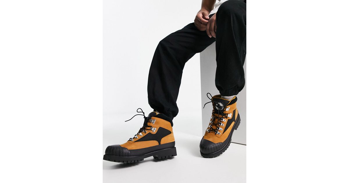Timberland Rubber Toe Hiker Wp Boots in Black for Men | Lyst Canada
