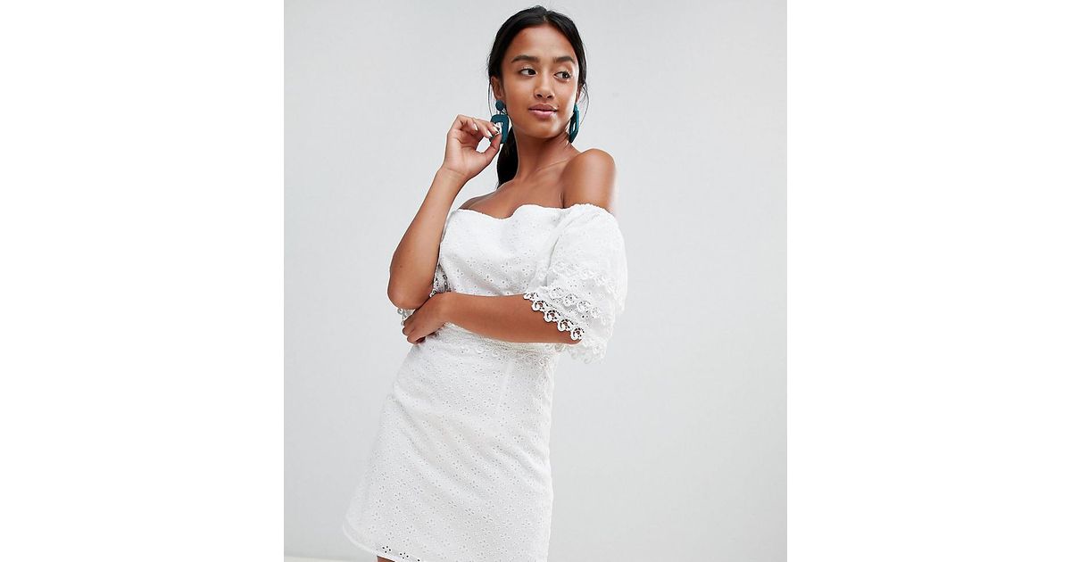 little mistress allover broderie plunge front maxi dress in white