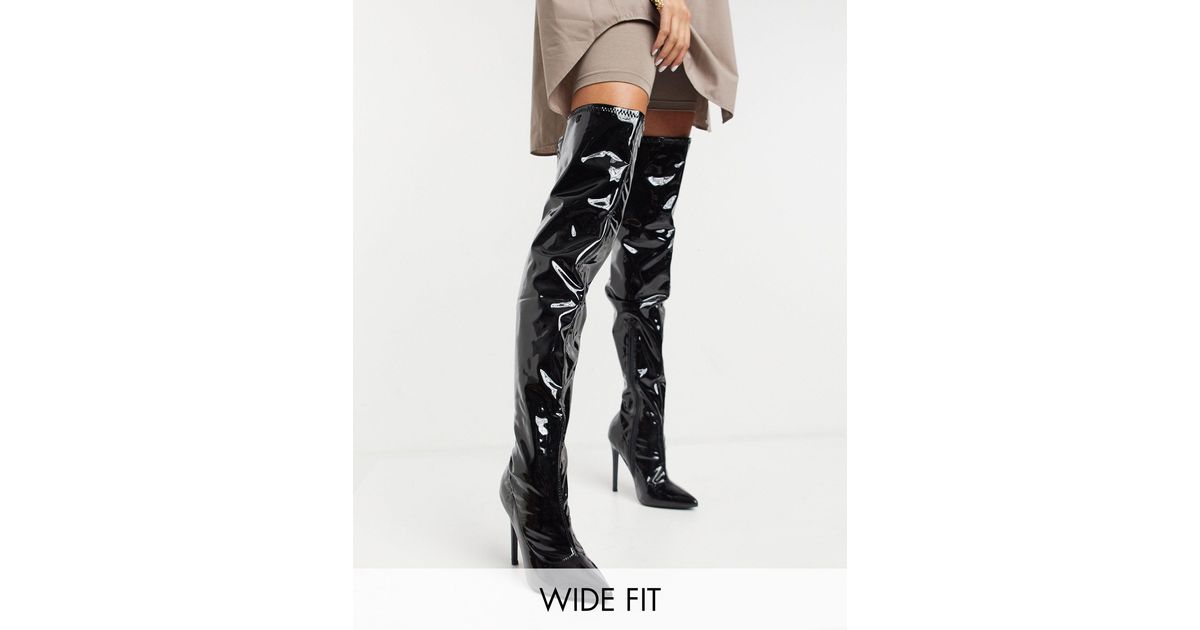 Botas altas hasta el muslo negras ASOS de color Negro | Lyst