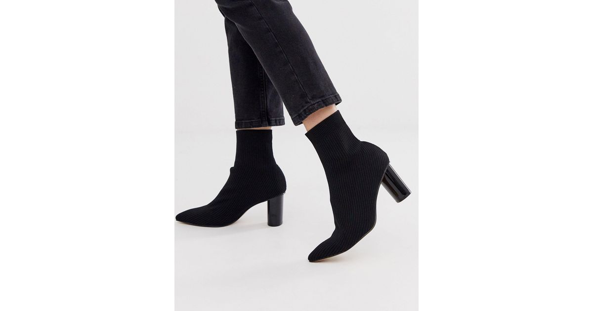 Botas tipo calcetín con tacón en contraste en negro Stradivarius de Denim  de color Negro | Lyst