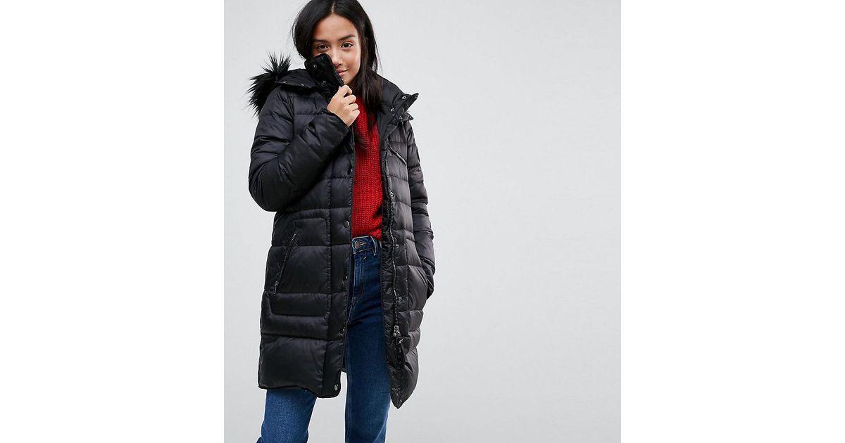 vero moda padded parka with faux fur hood
