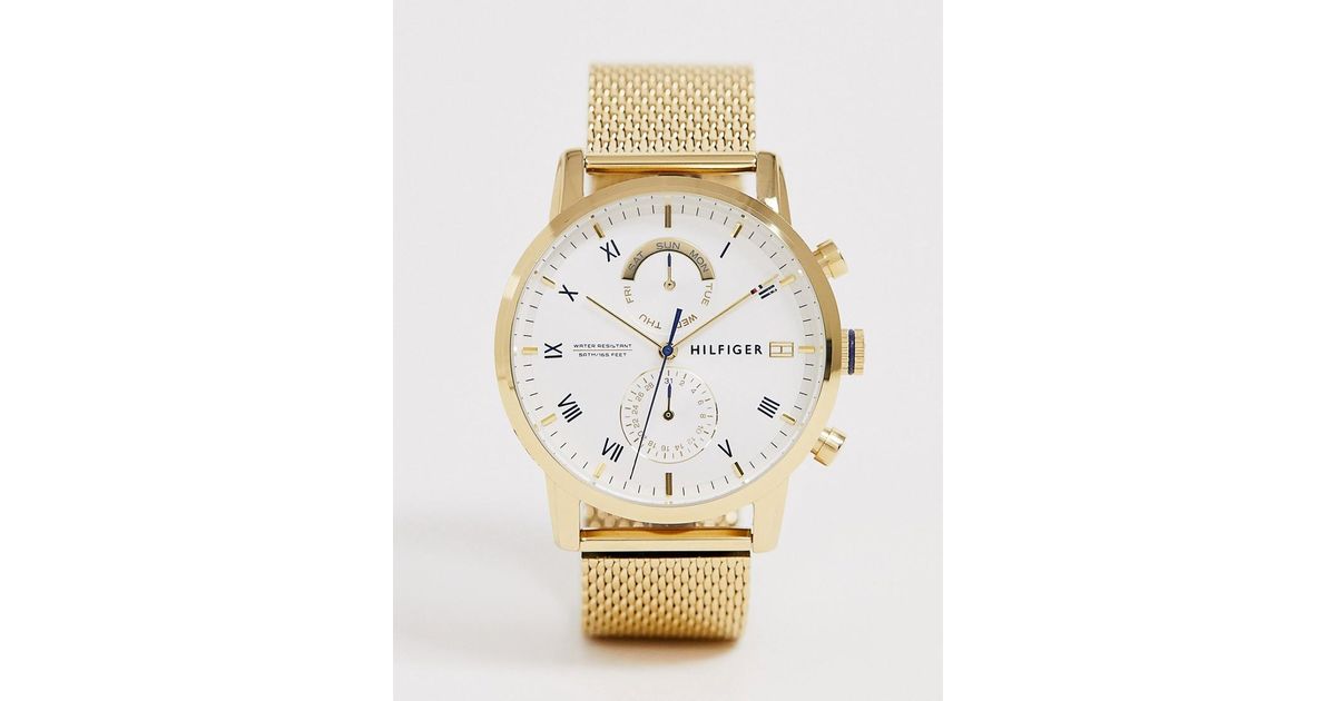 tommy hilfiger gold mesh watch