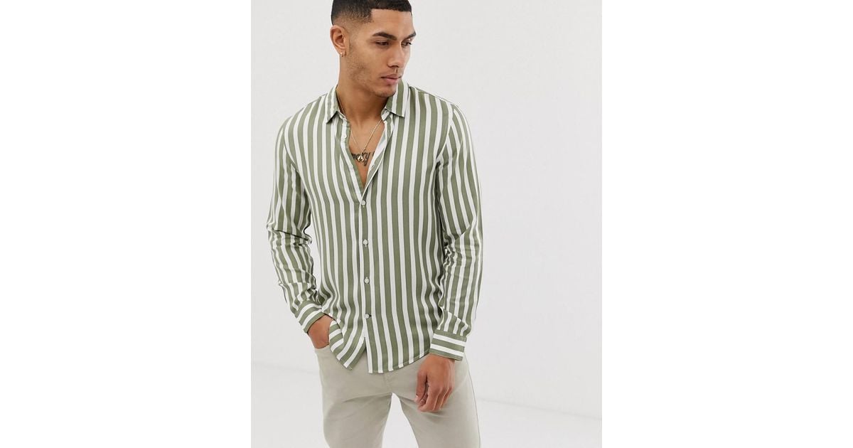 Chemise à rayures verticales - et blanc Bershka pour homme en coloris Vert  | Lyst