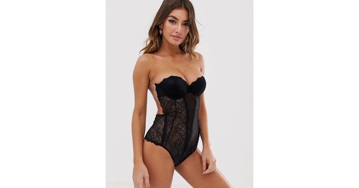 Fashion Forms Lace Backless Strapless Body in Black