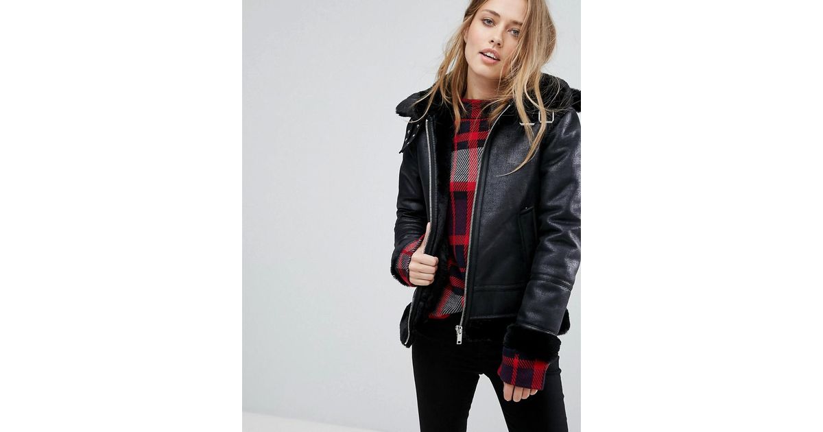 warehouse aviator jacket black